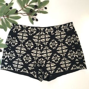 Lucky Brand Black Tan Aztec Embroidered  Shorts